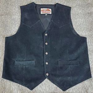 Saguaro West Genuine Leather Suede Vest Mens Sz XL Snap Button Black